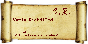 Verle Richárd névjegykártya