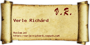 Verle Richárd névjegykártya